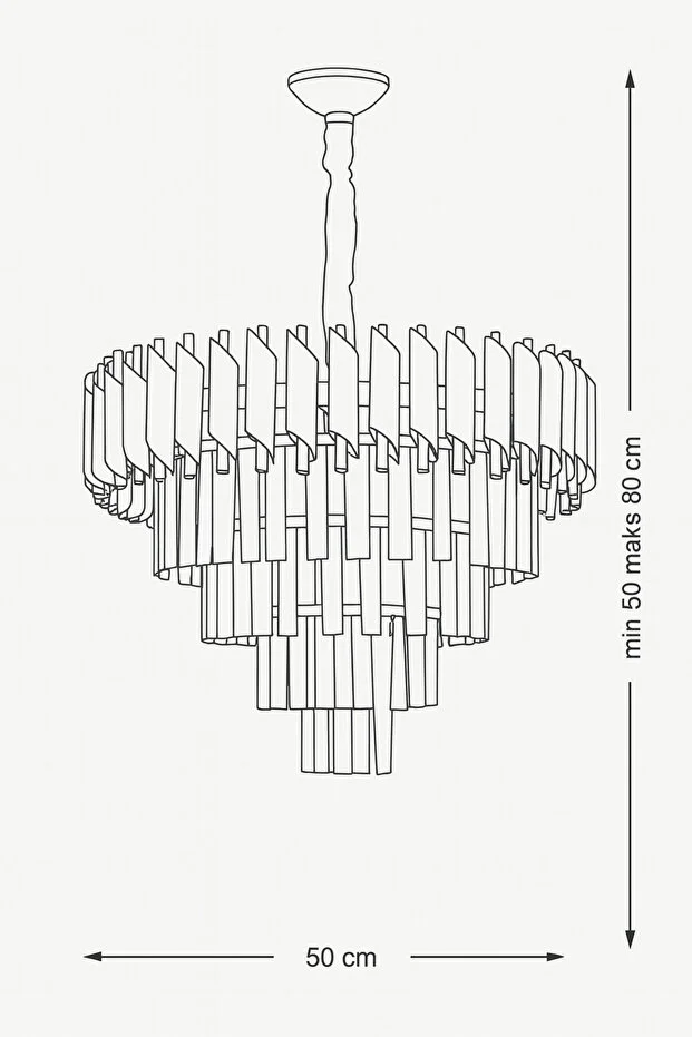 Palmira 50'lik Kristal Taşlı Lüks Avize - (siyah-krom)